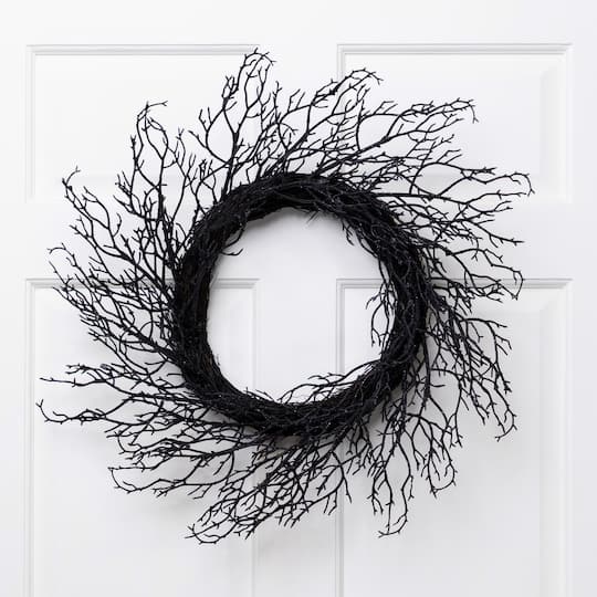 24" Black Halloween Twig Wreath